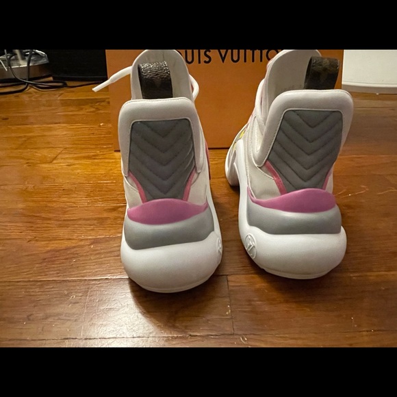 Pink white and yellow Louis Vuitton lv arch-light sneakers - Picture 2 of 8
